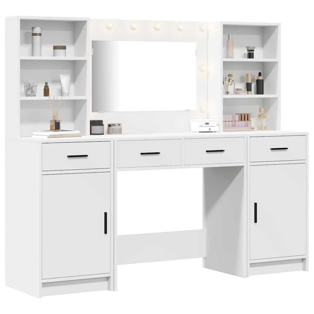 Ensemble de table de maquillage avec LED avec porte 3 pcs Blanc - XIOS