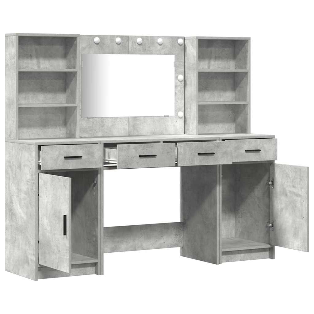 Ensemble de table de maquillage avec LED 3 pcs Gris béton - XIOS