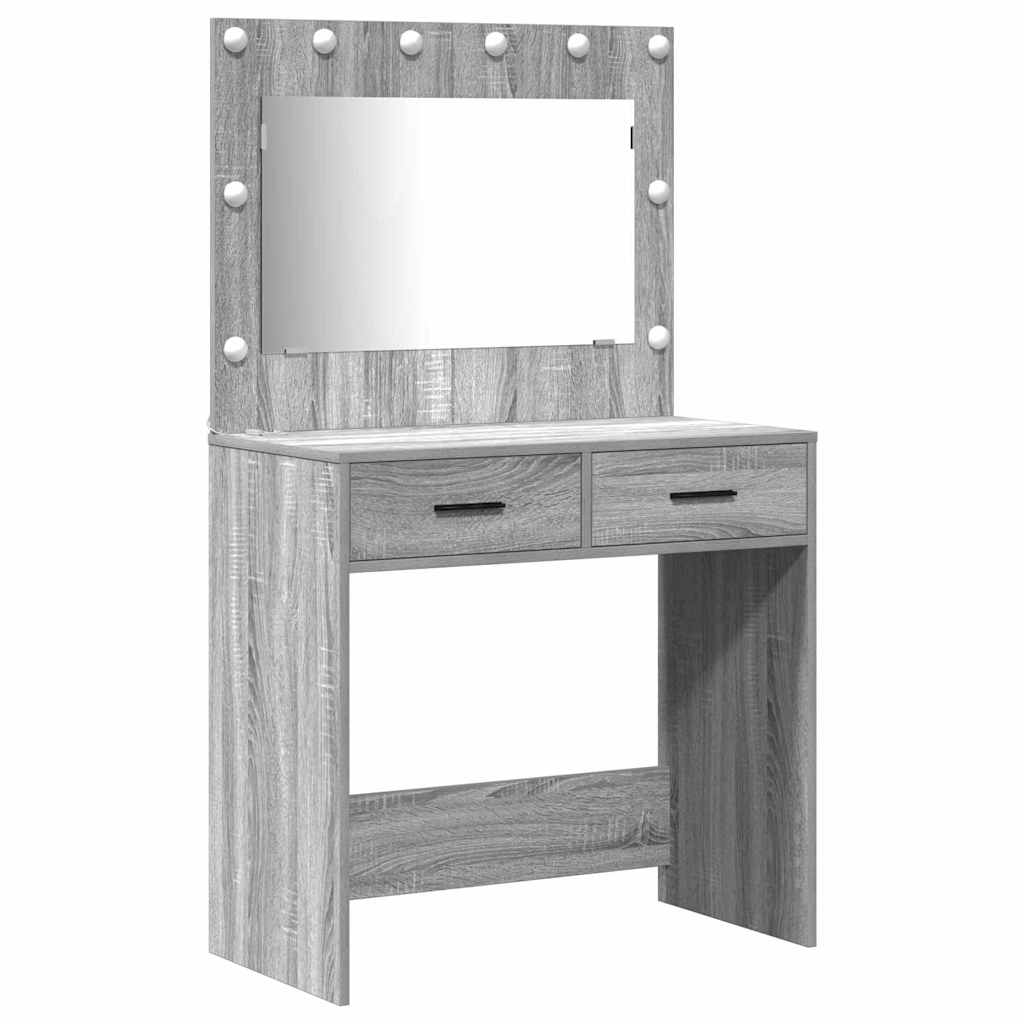 Ensemble de table de maquillage avec LED 3 pcs Gris Sonoma - XIOS