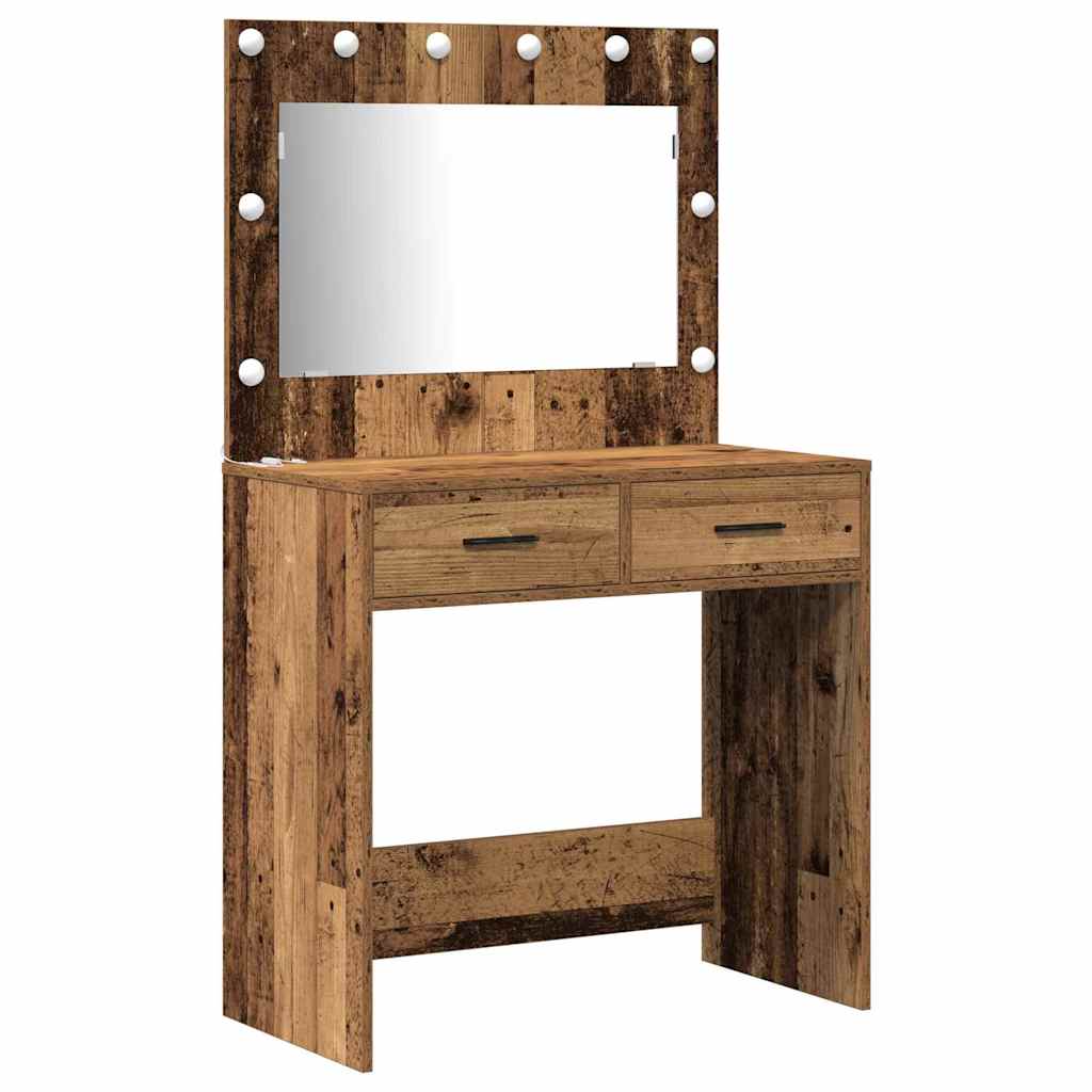 Ensemble de table de maquillage avec LED 3 pcs Bois ancien - XIOS