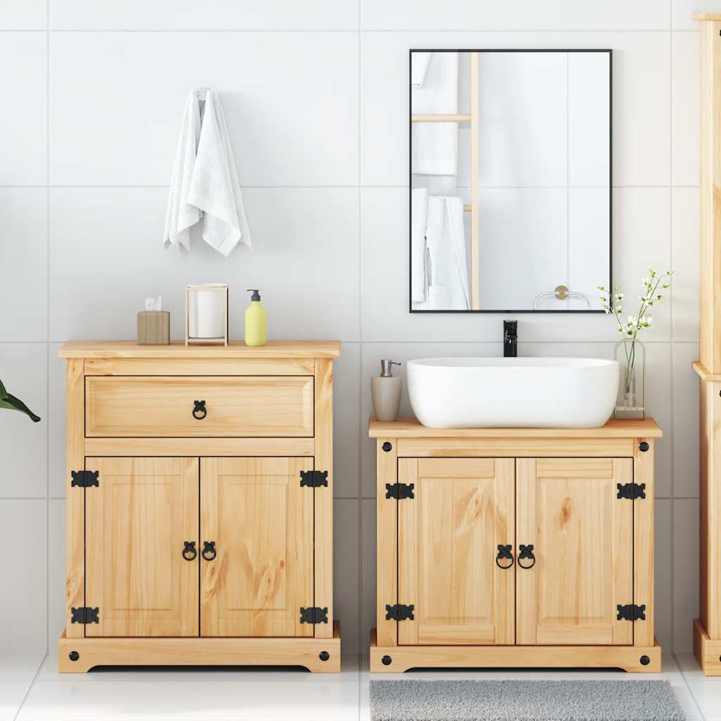 Ensemble de meubles salle de bain 2 pcs Corona bois pin massif