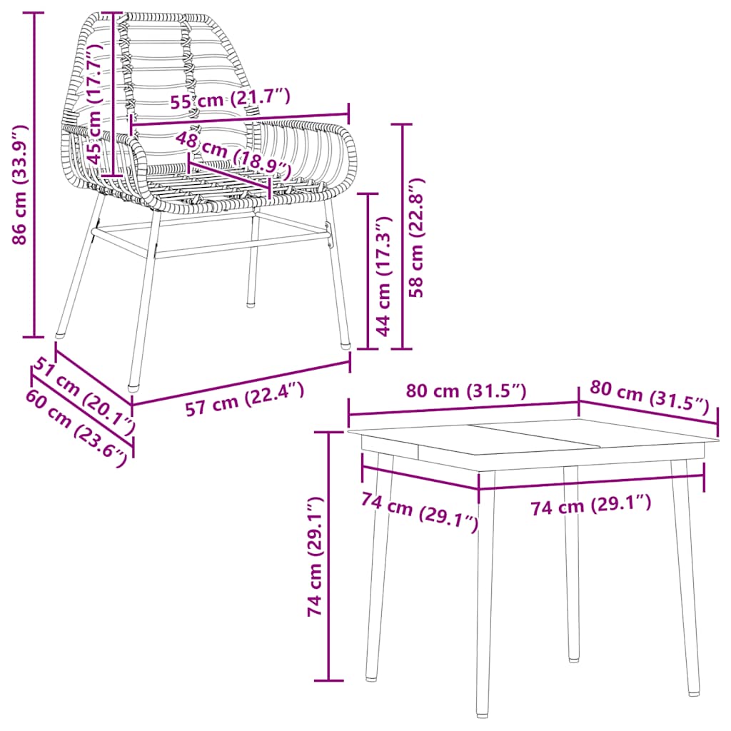 Ensemble à manger de jardin 5 pcs noir résine tressée verre