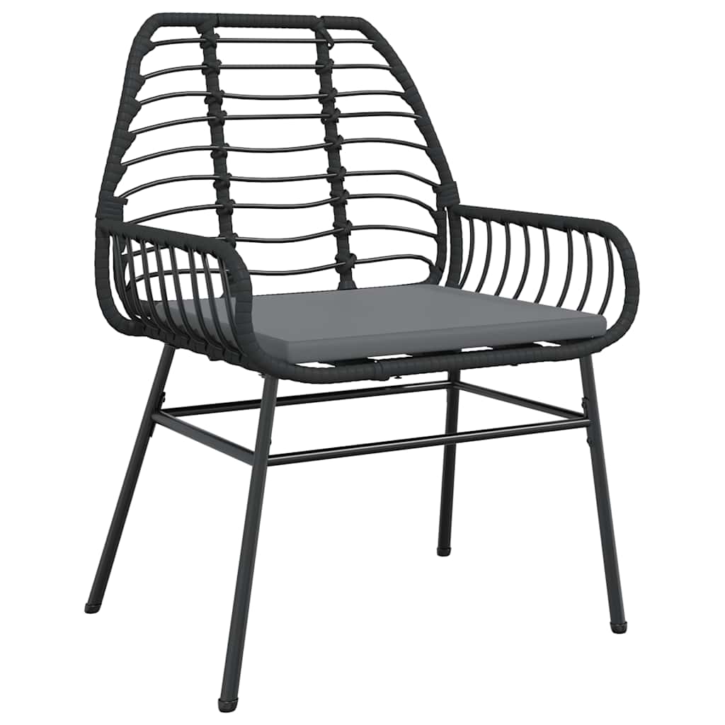 Ensemble à manger de jardin et coussins 5 pcs noir rotin verre