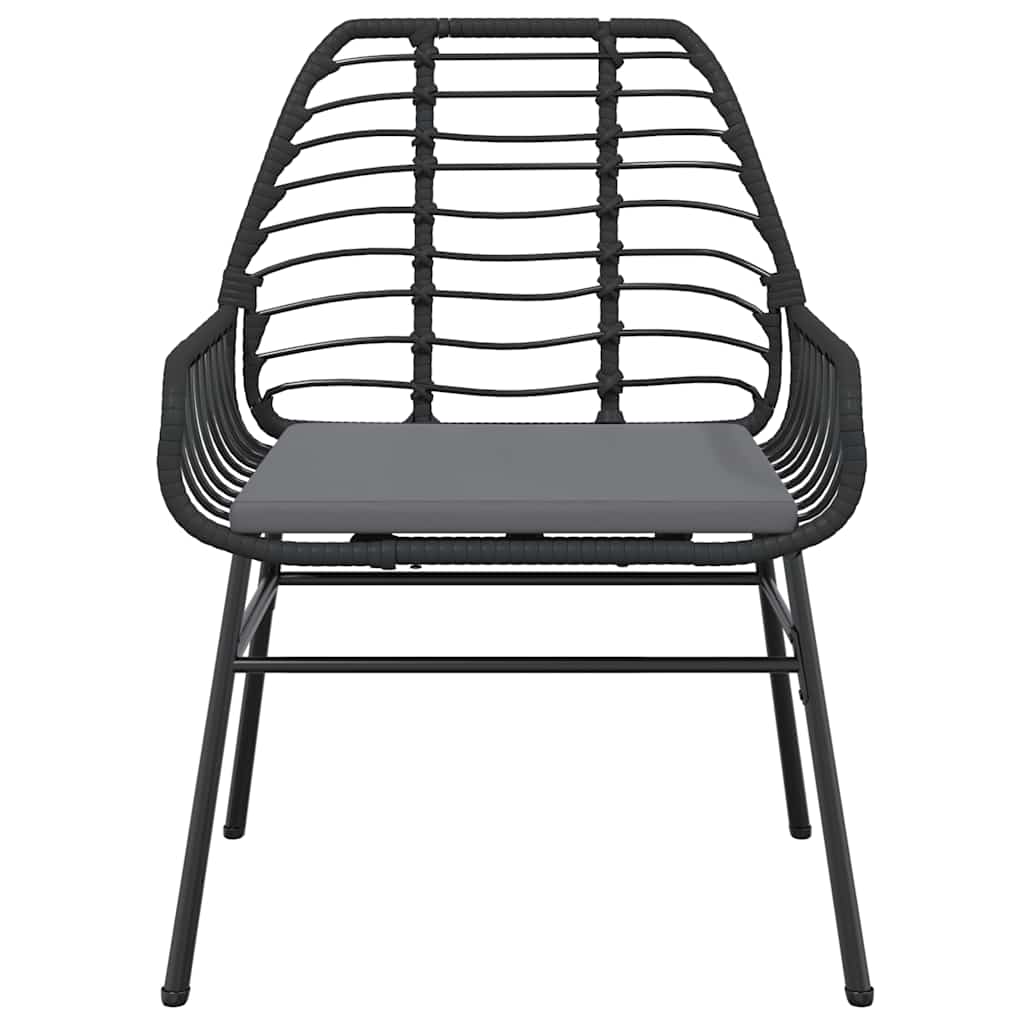 Ensemble à manger de jardin et coussins 5 pcs noir rotin verre