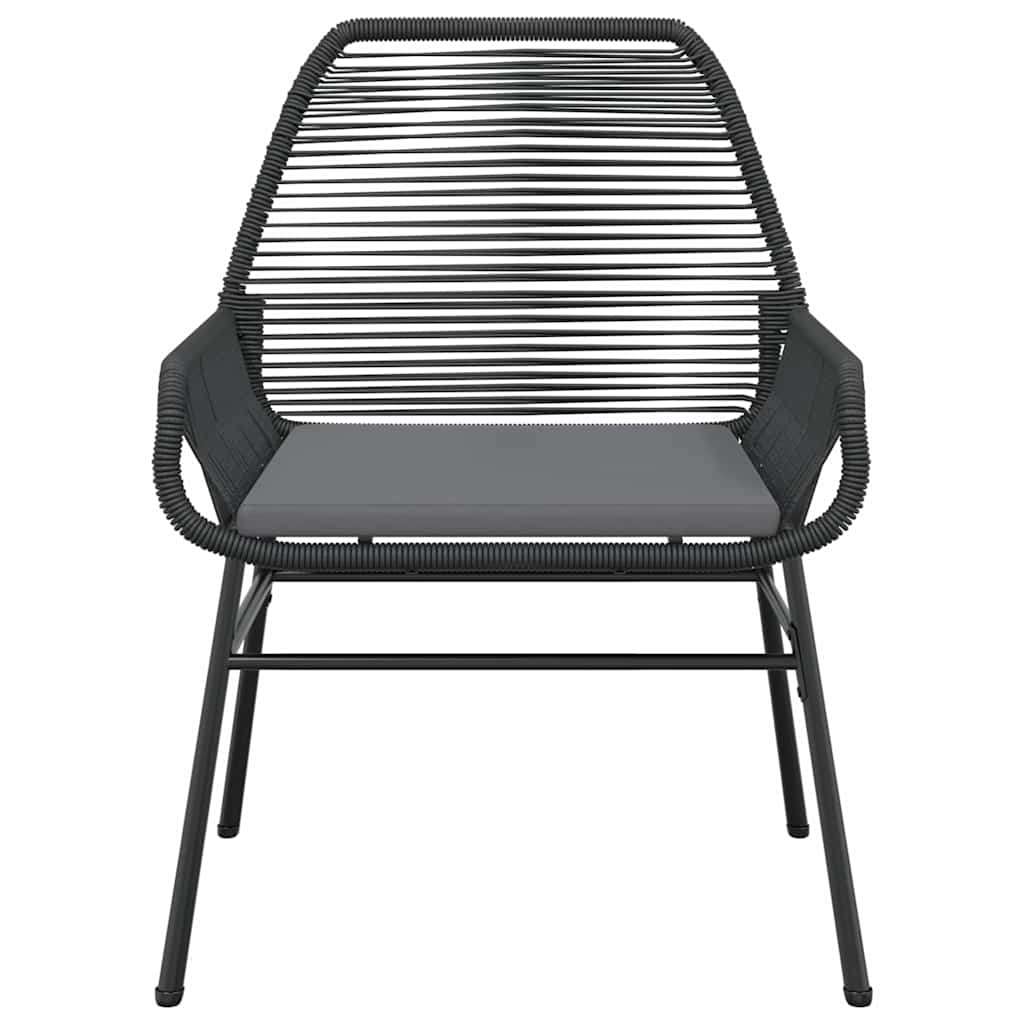 Ensemble à manger de jardin et coussins 3 pcs noir rotin verre