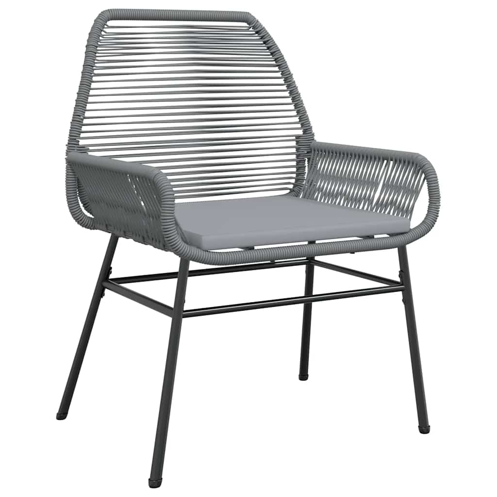 Ensemble à manger jardin coussins 5 pcs gris poly rotin verre
