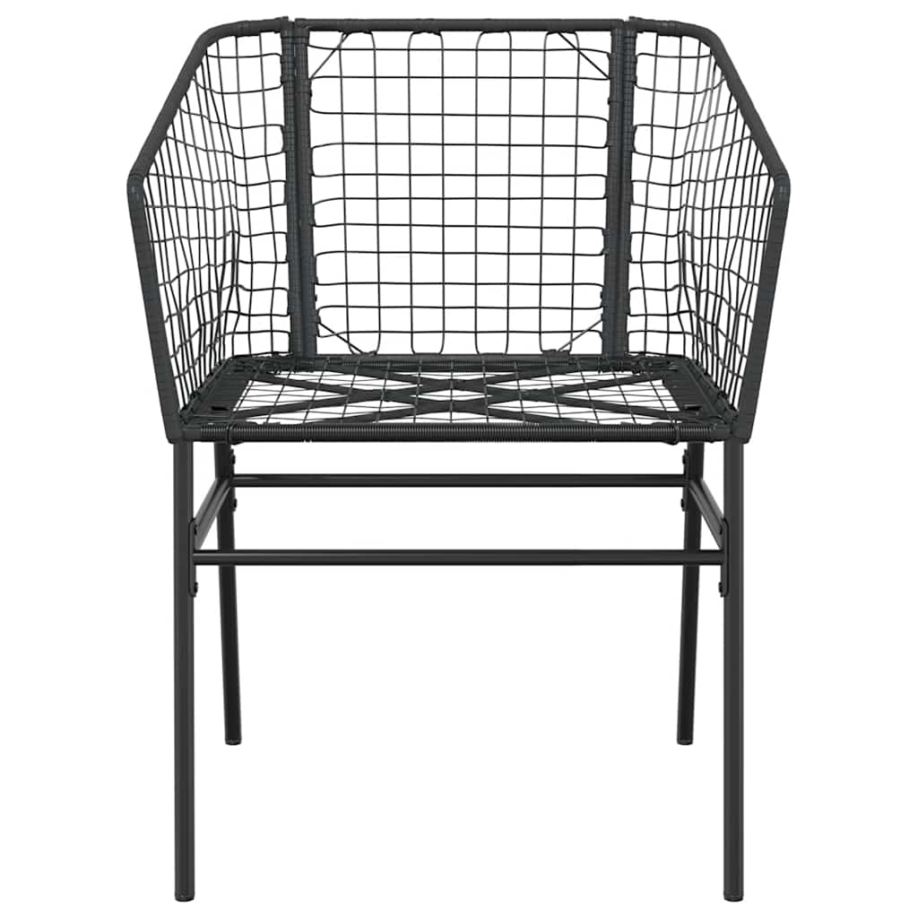 Ensemble à manger de jardin 3 pcs noir résine tressée verre