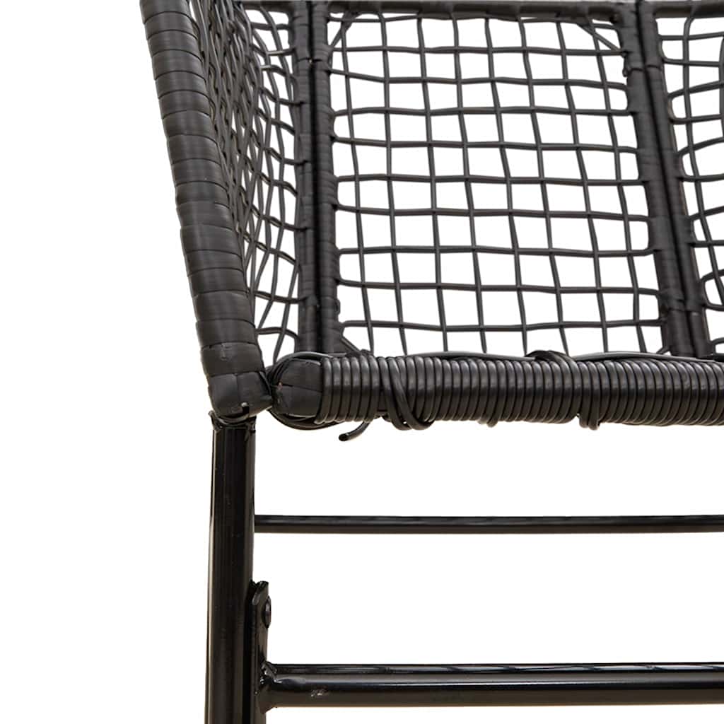 Ensemble à manger de jardin 5 pcs noir résine tressée verre