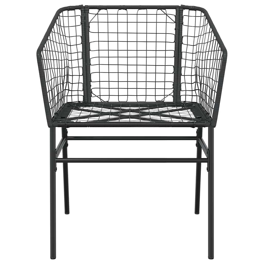 Ensemble à manger de jardin 7pcs noir poly rotin verre