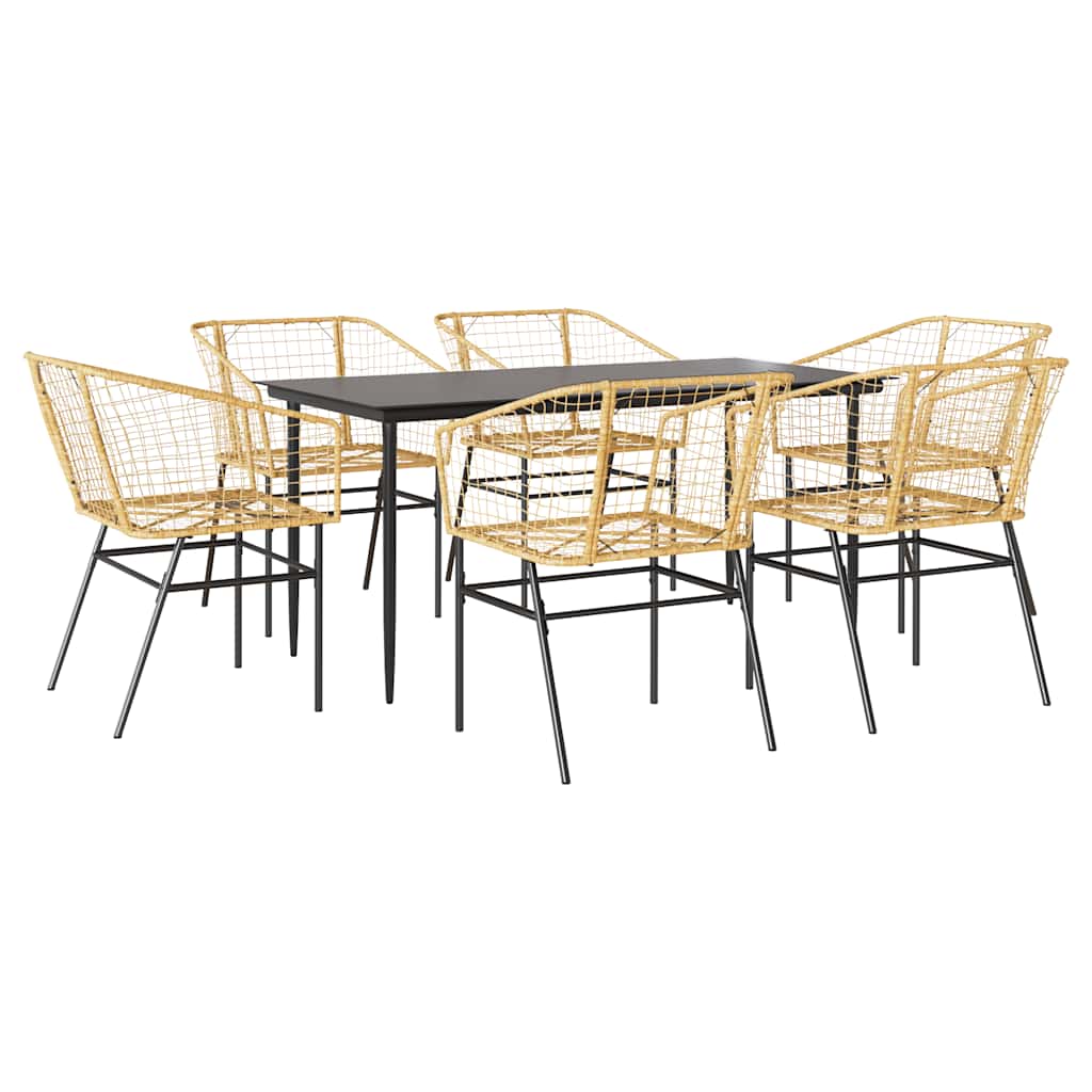 Ensemble à manger jardin 7pcs marron rpoly otin verre