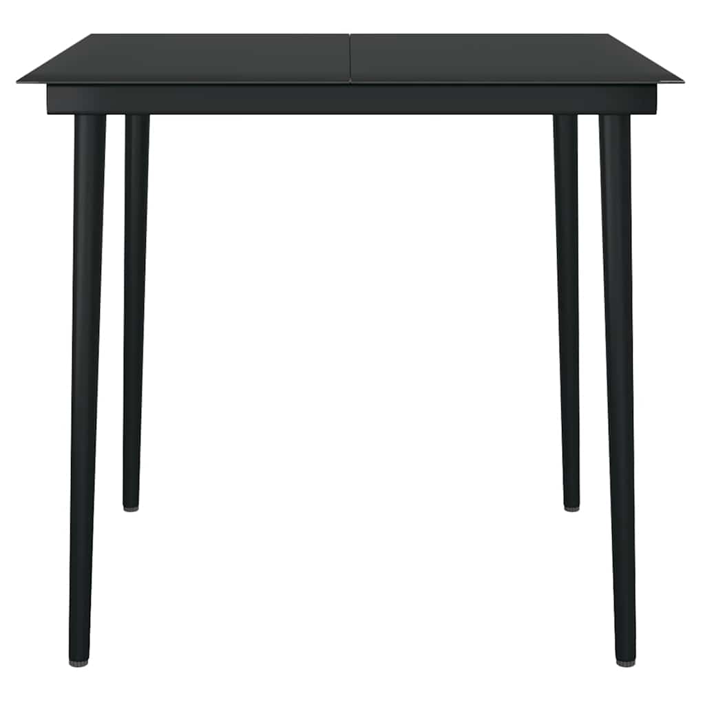 Ensemble à manger de jardin et coussins 3 pcs noir rotin verre