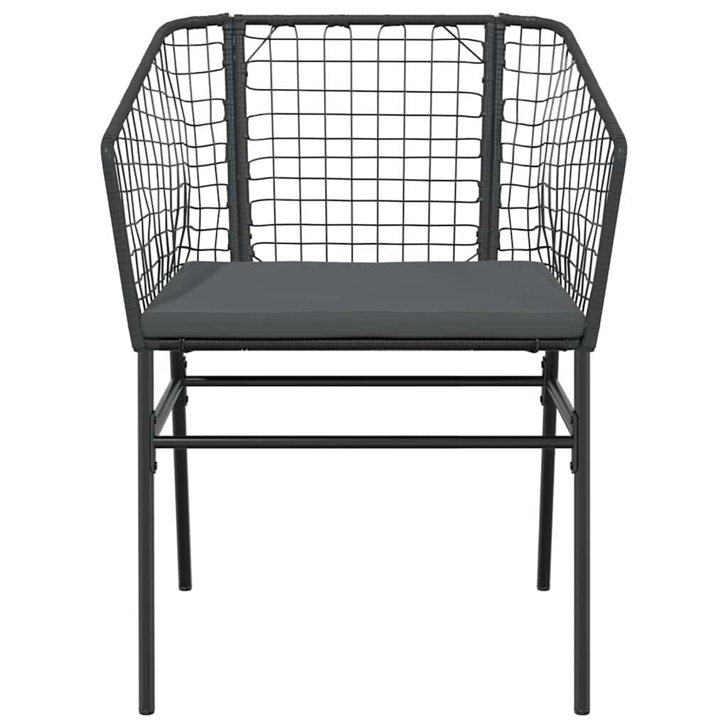 Ensemble à manger de jardin et coussins 5 pcs noir rotin verre