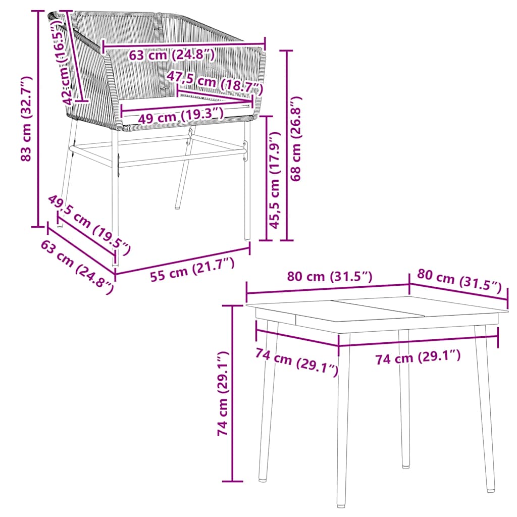 Ensemble à manger de jardin et coussins 5 pcs noir rotin verre