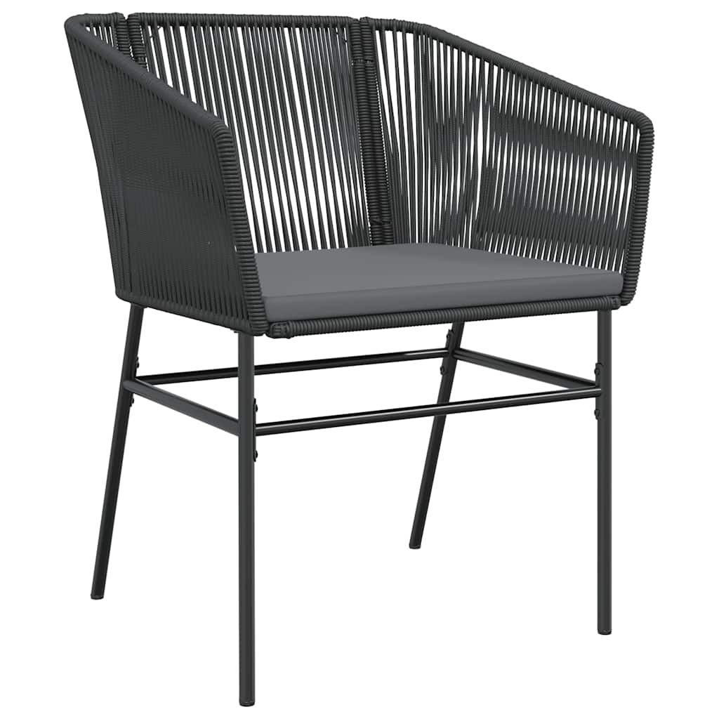Ensemble à manger de jardin et coussins 5 pcs noir rotin verre