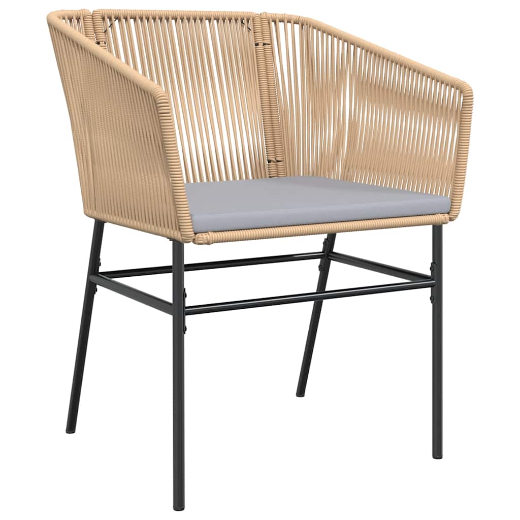 Ensemble à manger jardin coussins 3pcs marron poly rotin verre