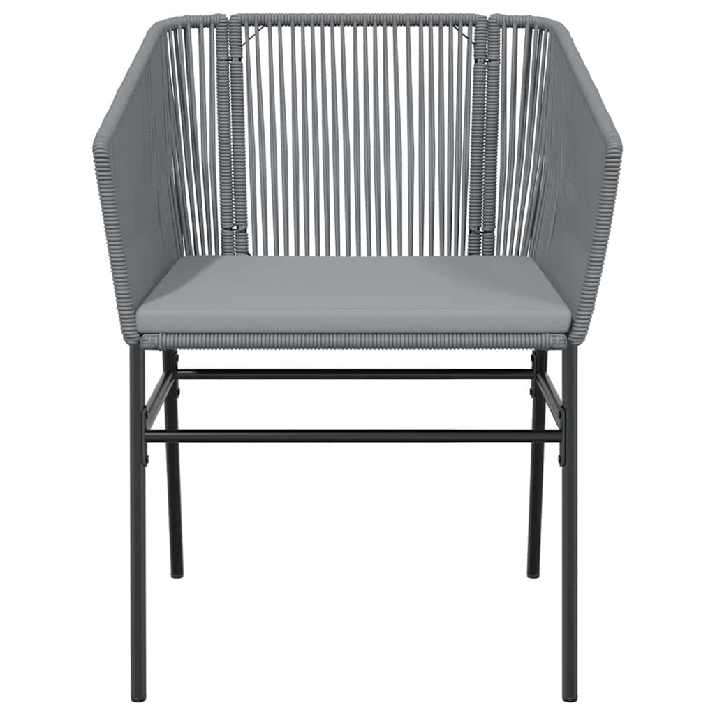 Ensemble à manger jardin coussins 3 pcs gris poly rotin verre