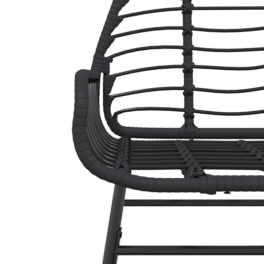 Ensemble à manger de jardin 7pcs noir poly rotin verre