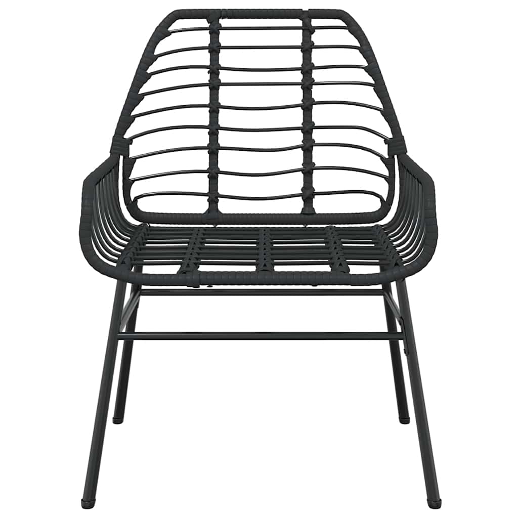 Ensemble à manger de jardin 7pcs noir poly rotin verre