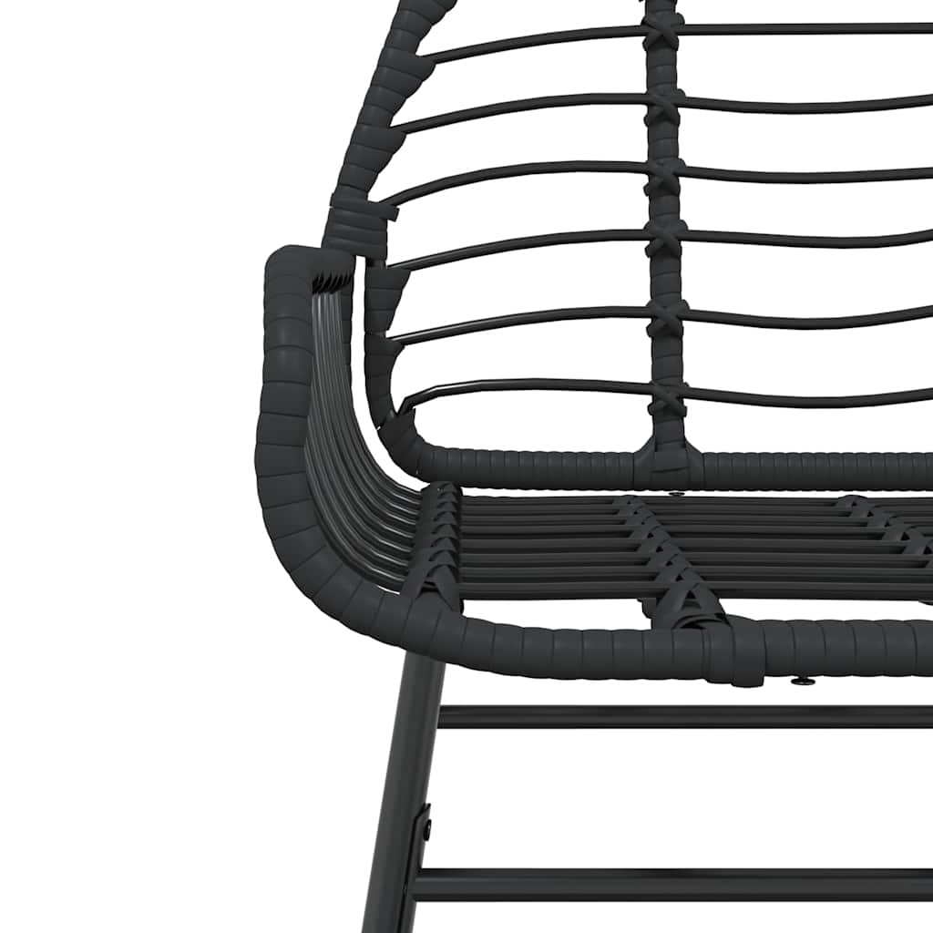 Ensemble à manger de jardin 7pcs noir poly rotin verre