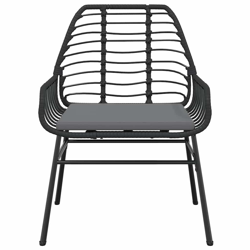 Ensemble à manger de jardin et coussins 3 pcs noir rotin verre