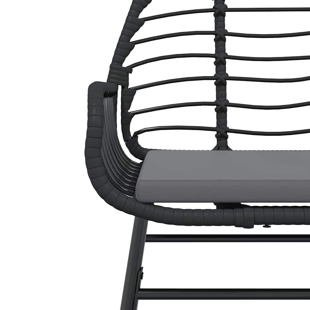 Ensemble à manger de jardin et coussins 3 pcs noir rotin verre