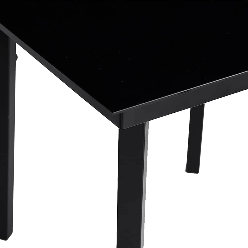 Ensemble à manger de jardin et coussins 5 pcs noir rotin verre