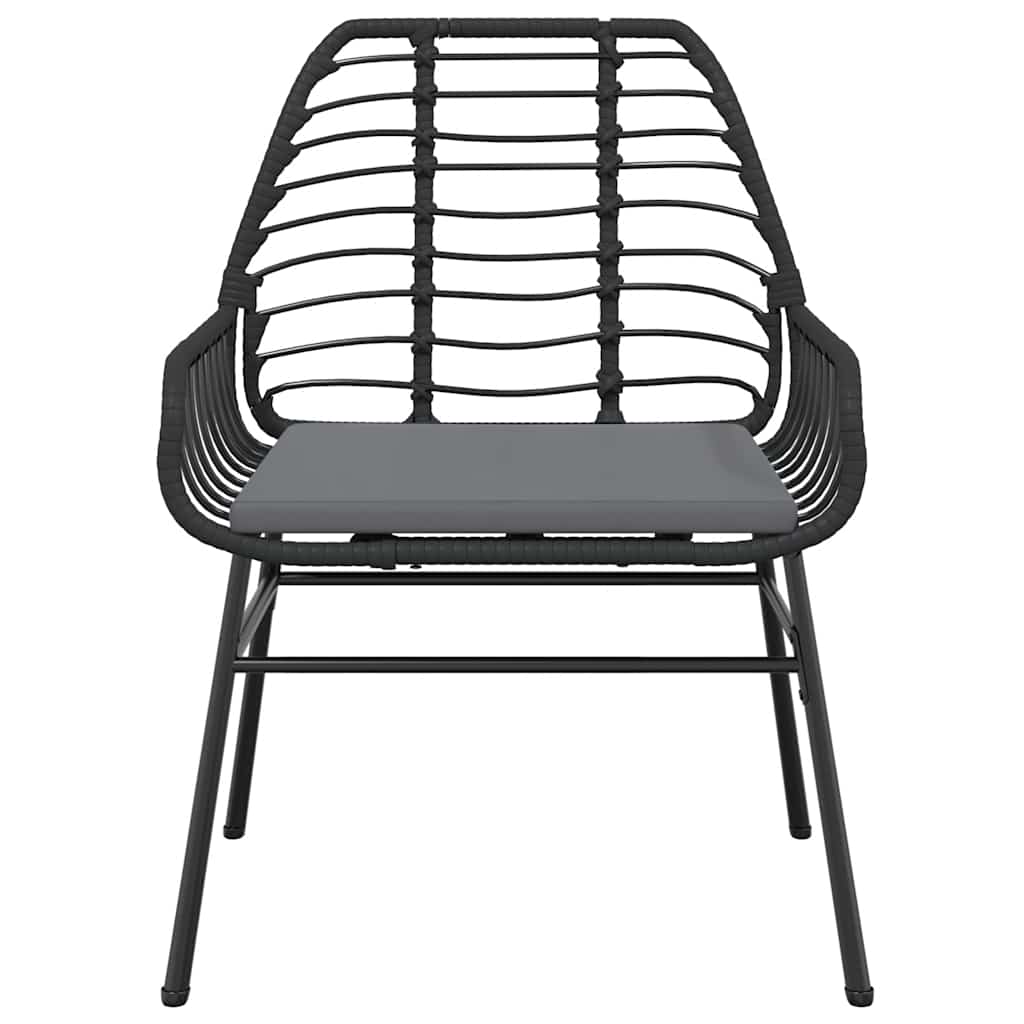 Ensemble à manger de jardin coussins 9pcs noir poly rotin verre