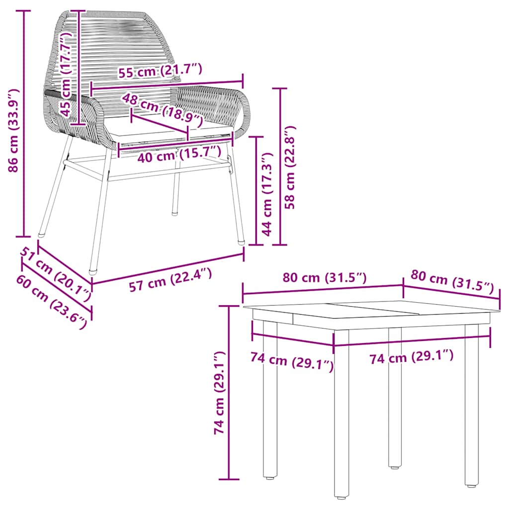 Ensemble à manger de jardin et coussins 5 pcs noir rotin verre
