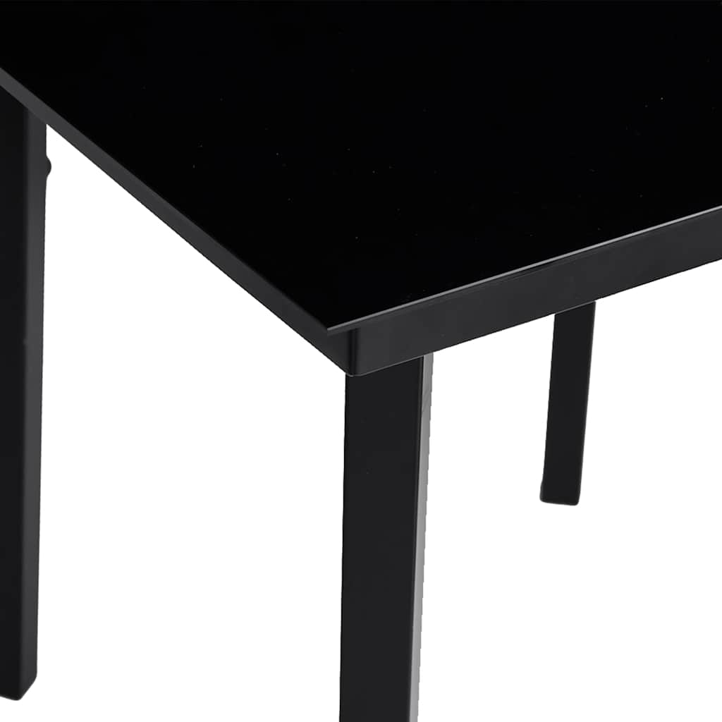 Ensemble à manger de jardin et coussins 5 pcs noir rotin verre