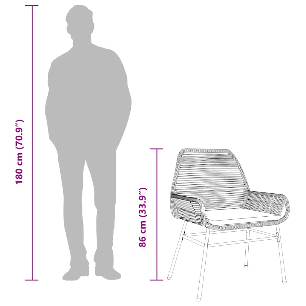 Ensemble à manger jardin coussins 3 pcs gris poly rotin verre