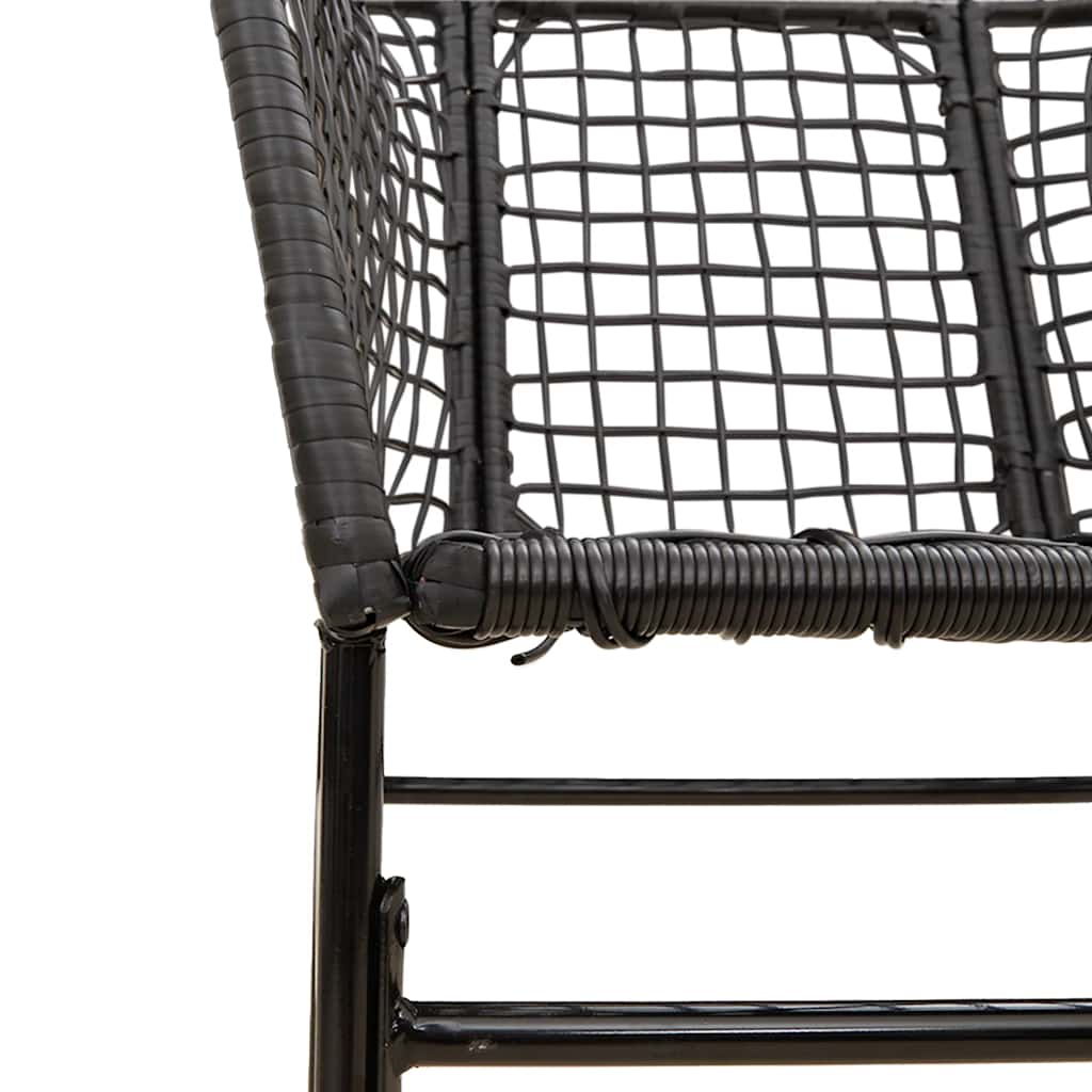 Ensemble à manger de jardin 5 pcs noir résine tressée verre