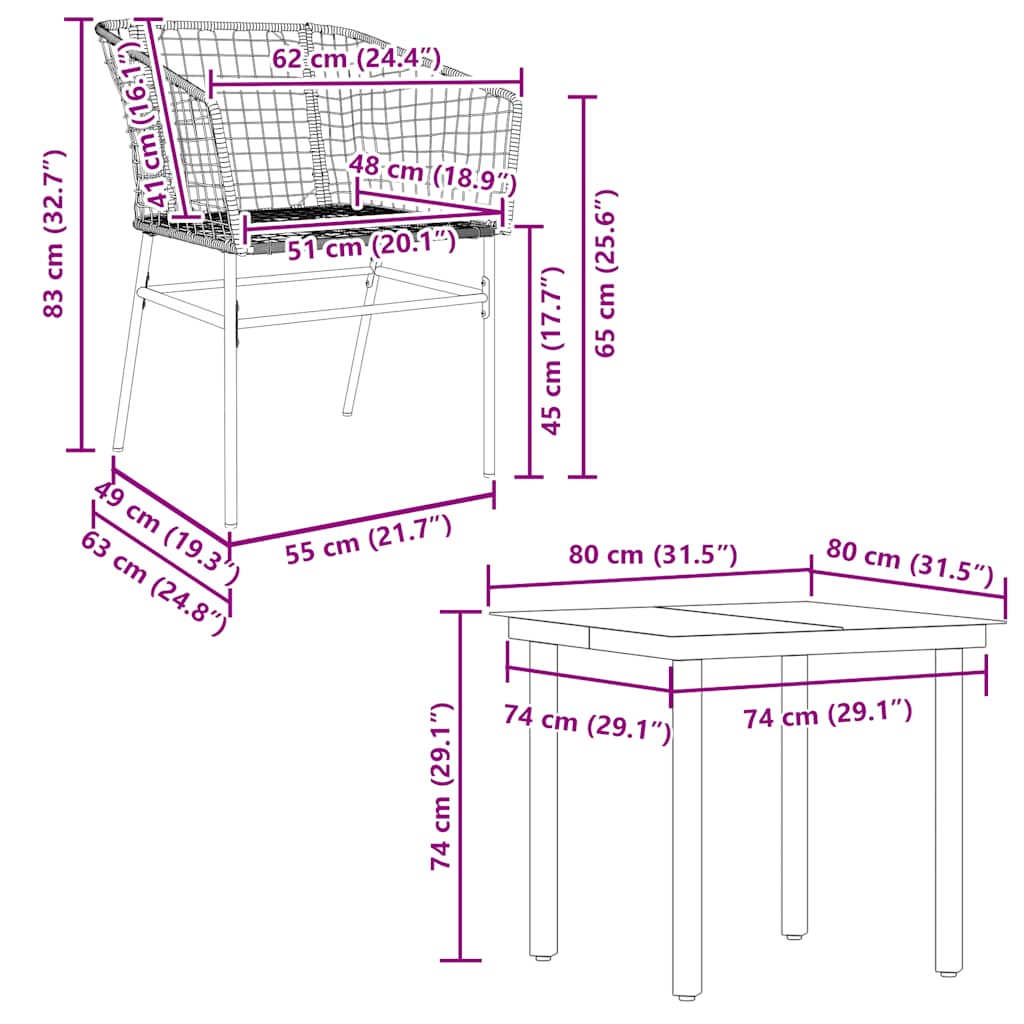 Ensemble à manger de jardin 5 pcs noir résine tressée verre