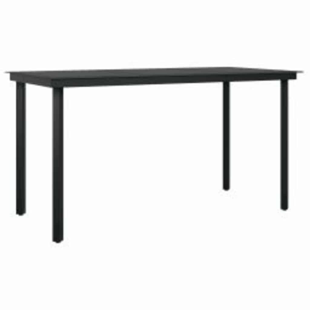 Ensemble à manger de jardin 5 pcs noir résine tressée verre
