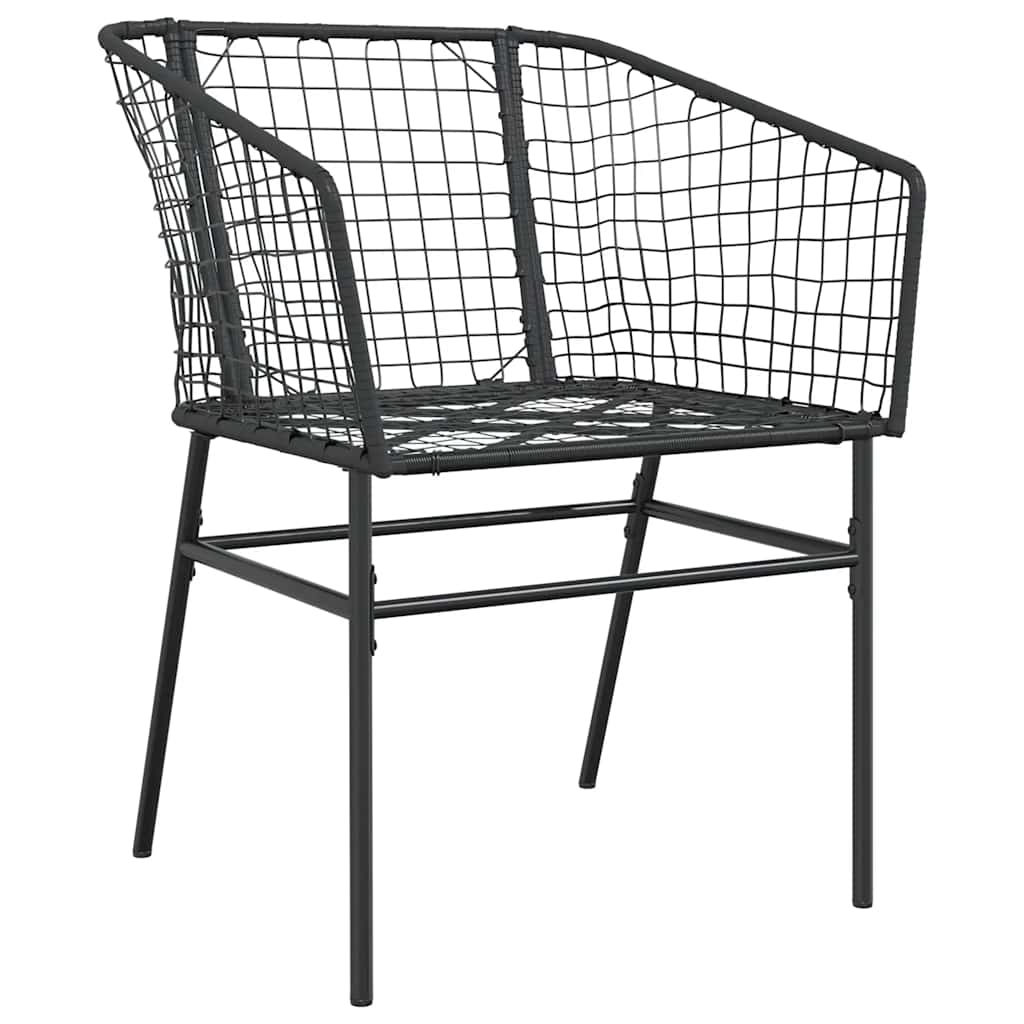 Ensemble à manger de jardin 9pcs noir poly rotin verre