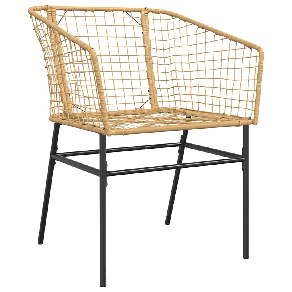 Ensemble à manger de jardin 3pcs marron résine tressée verre