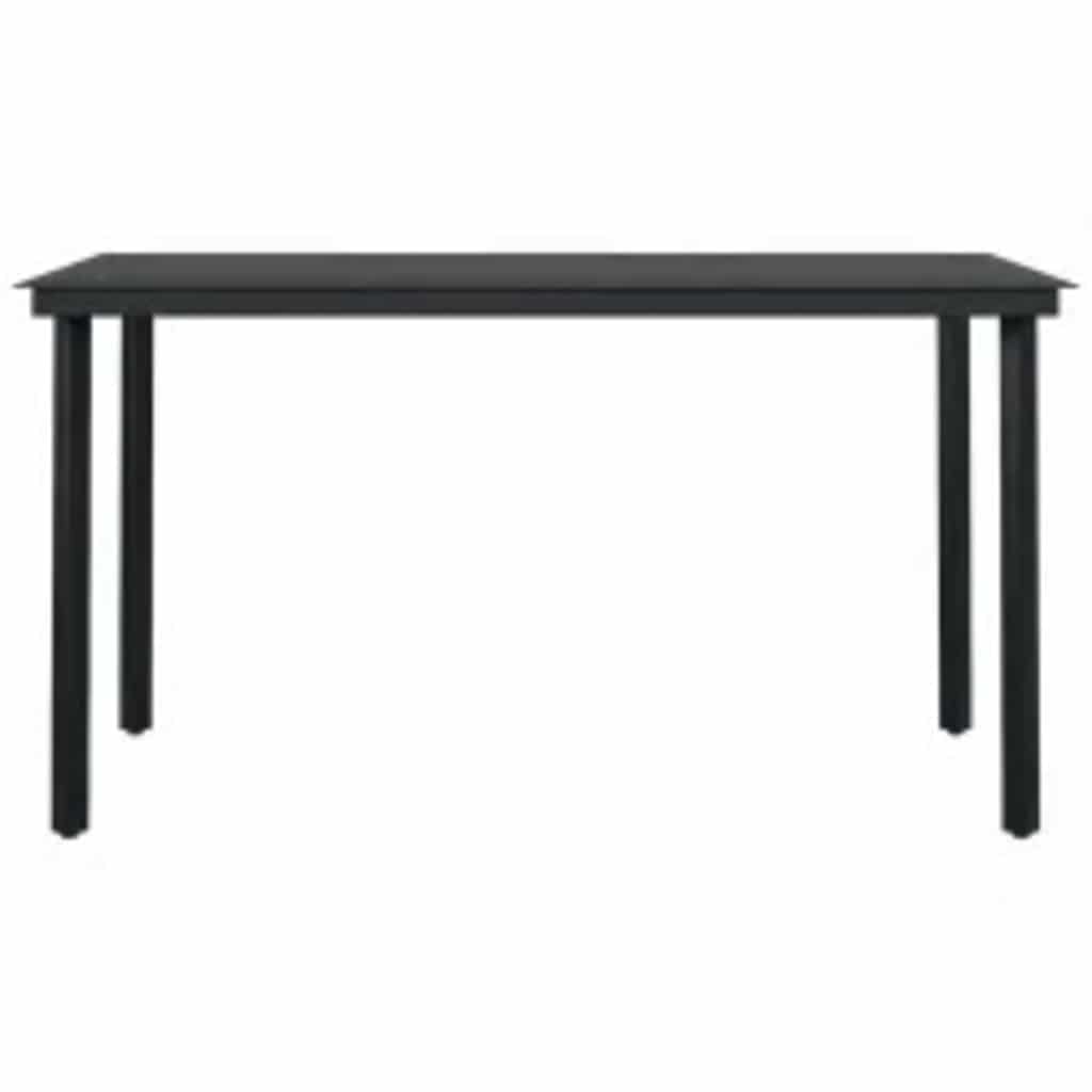 Ensemble à manger jardin 5pcs marron poly rotin verre