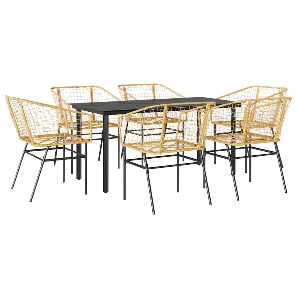Ensemble à manger jardin 7pcs marron rpoly otin verre