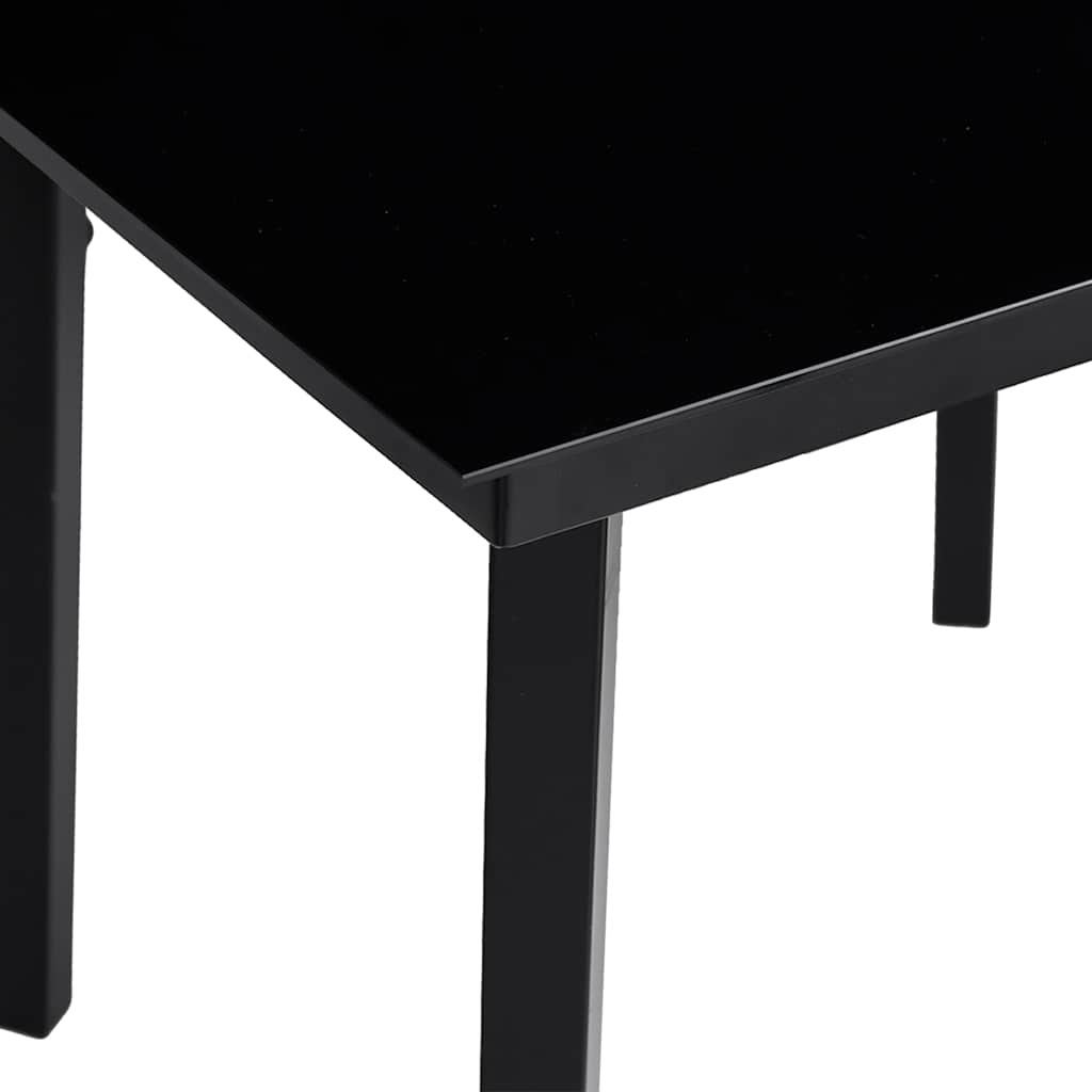 Ensemble à manger de jardin et coussins 5 pcs noir rotin verre