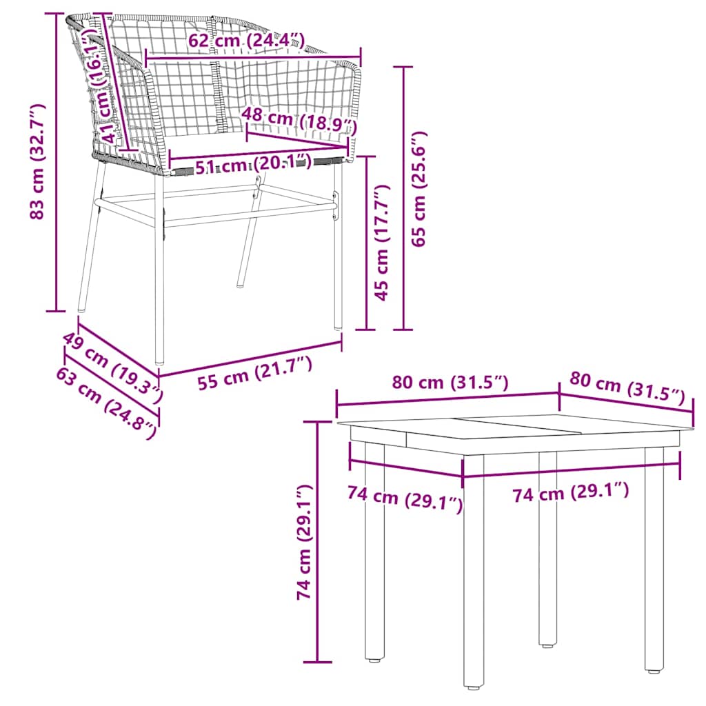 Ensemble à manger de jardin et coussins 5 pcs noir rotin verre