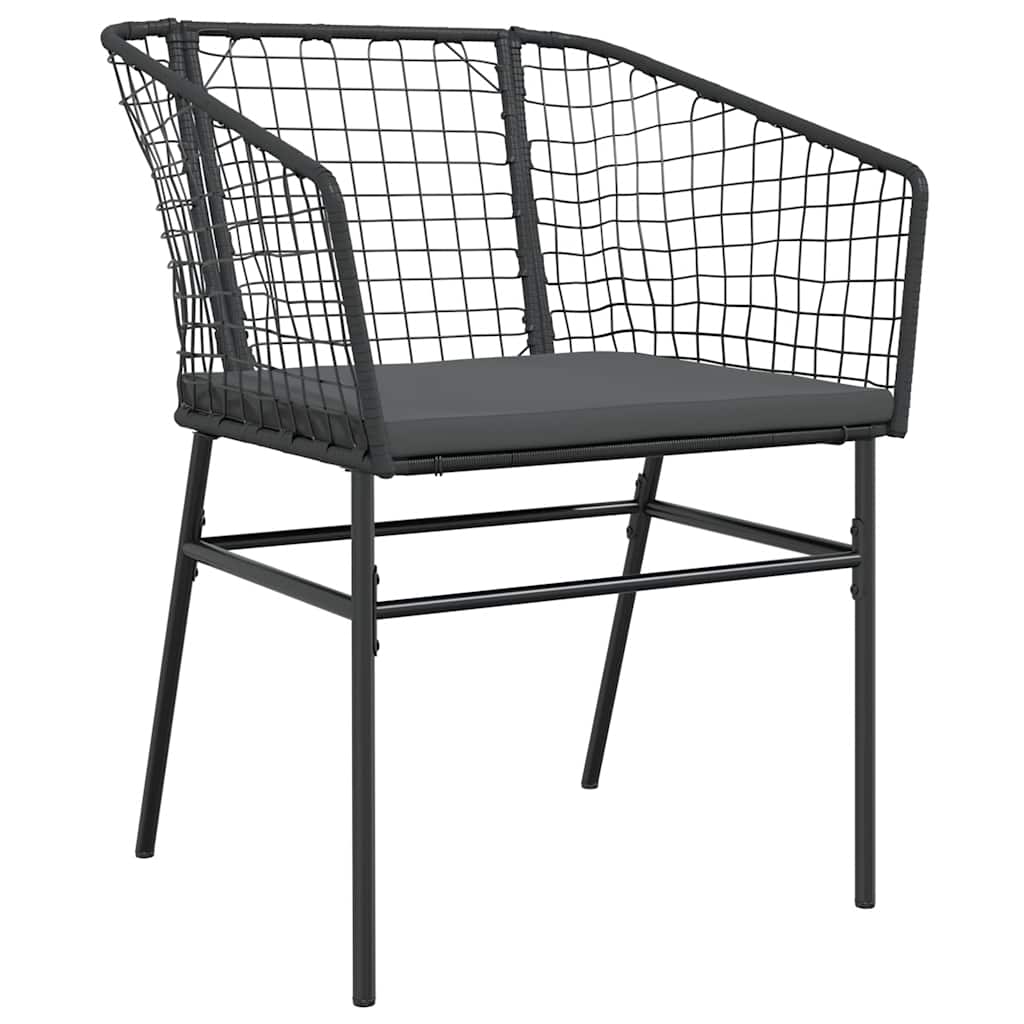Ensemble à manger de jardin coussins 7pcs noir poly rotin verre