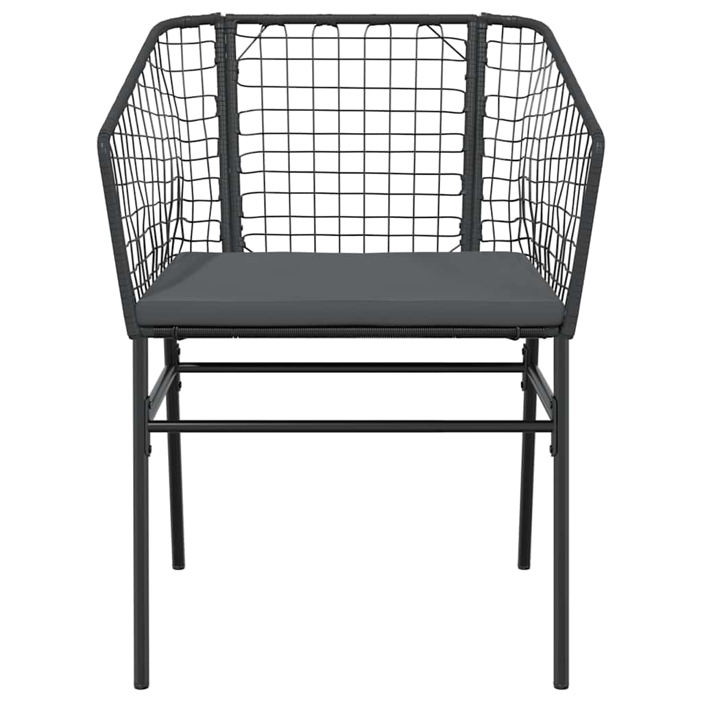 Ensemble à manger de jardin coussins 7pcs noir poly rotin verre