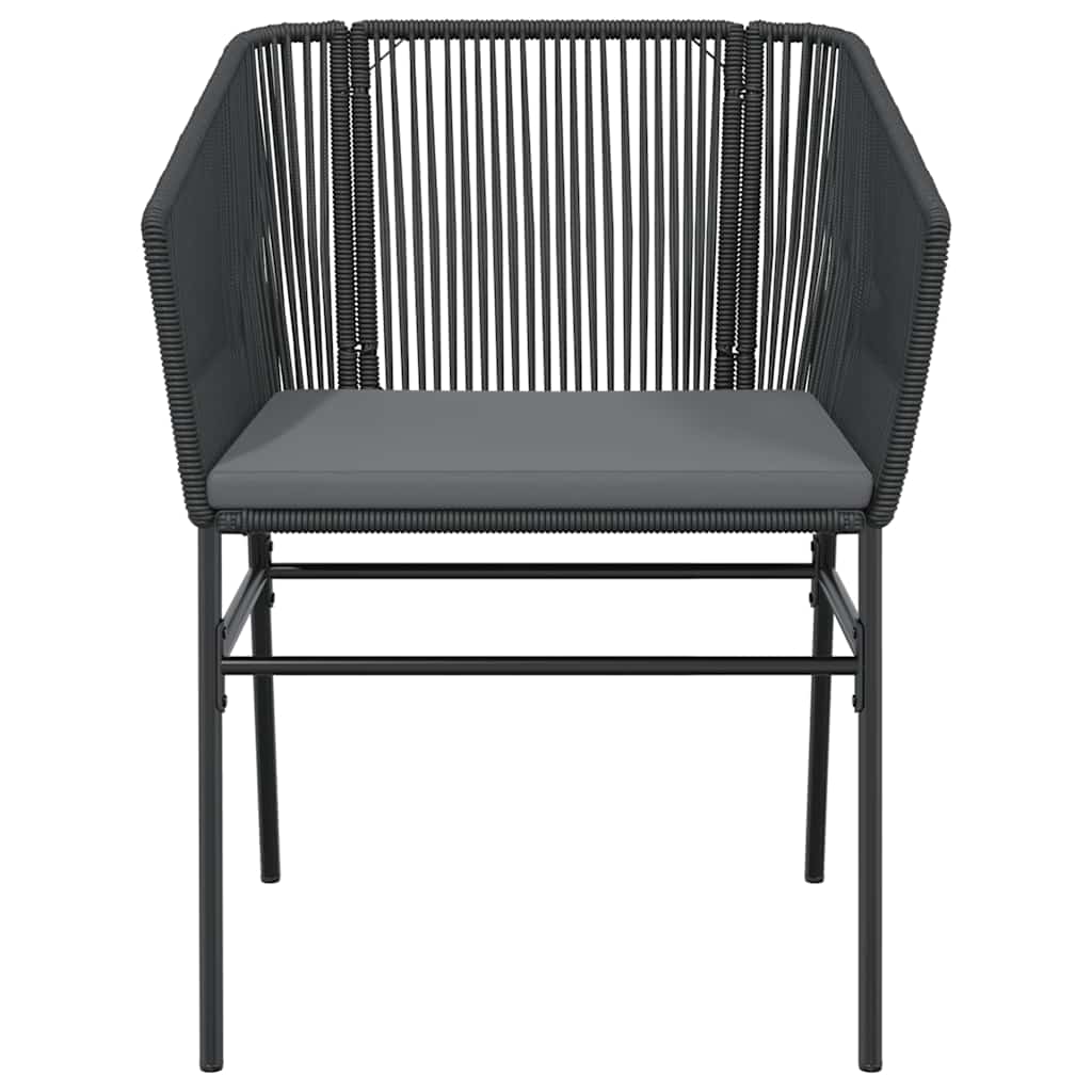 Ensemble à manger de jardin et coussins 3 pcs noir rotin verre