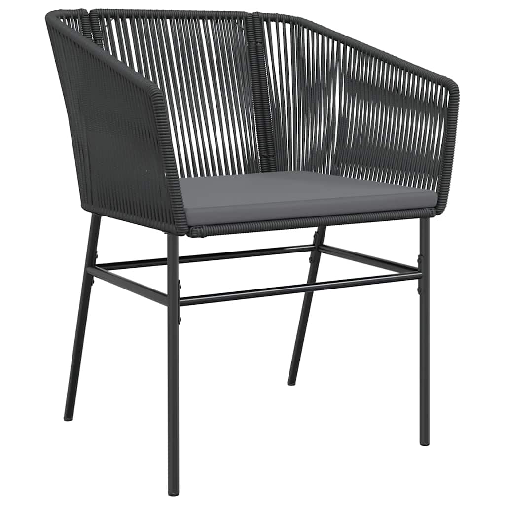 Ensemble à manger de jardin et coussins 5 pcs noir rotin verre