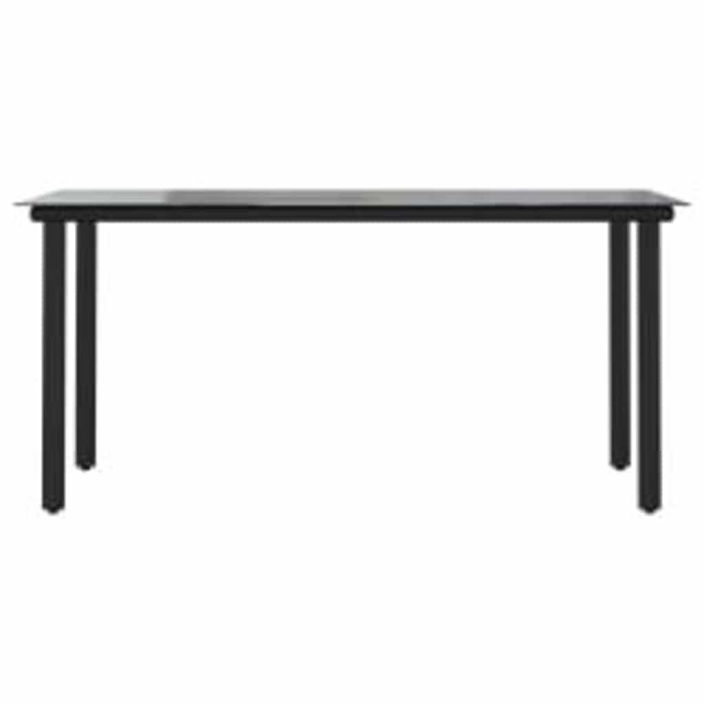 Ensemble à manger de jardin coussins 7pcs noir poly rotin verre