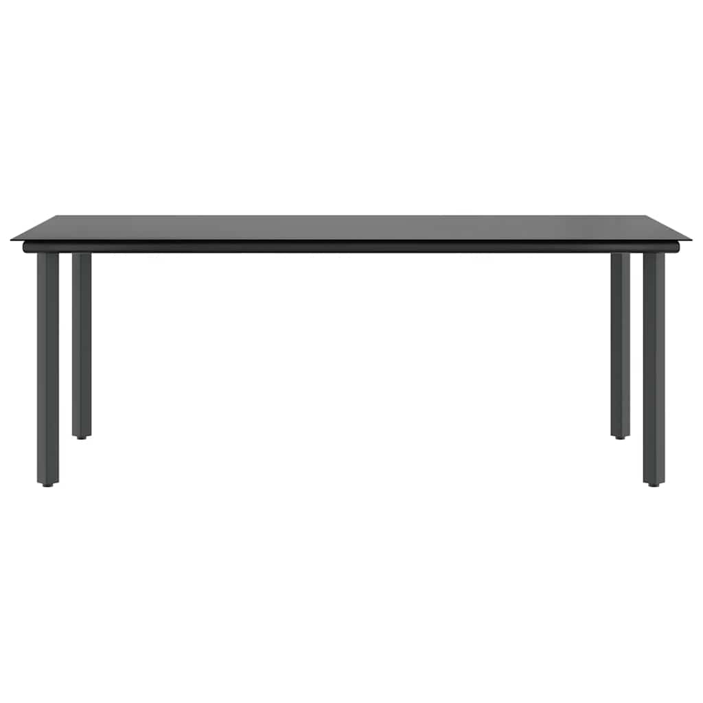 Ensemble à manger de jardin coussins 7pcs noir poly rotin verre
