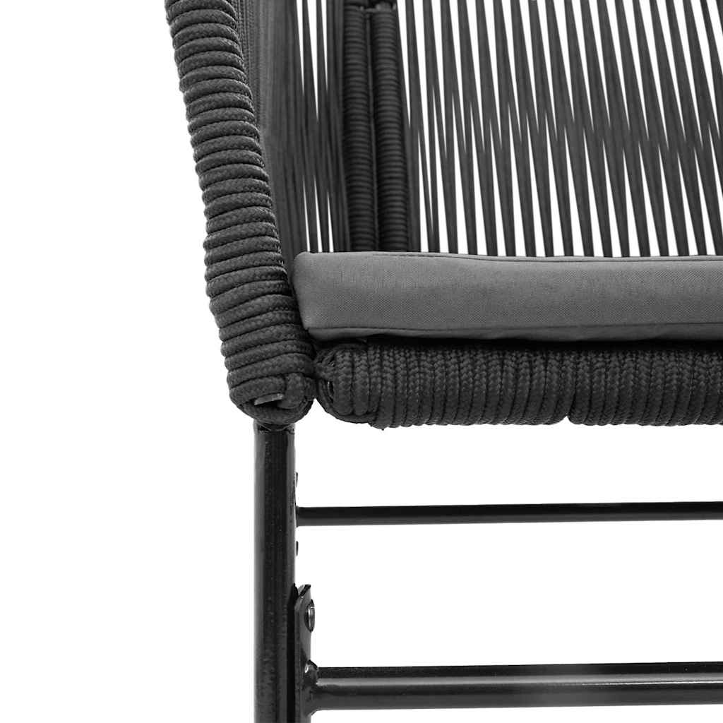 Ensemble à manger de jardin coussins 7pcs noir poly rotin verre