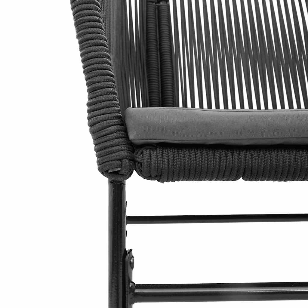 Ensemble à manger de jardin coussins 9pcs noir poly rotin verre