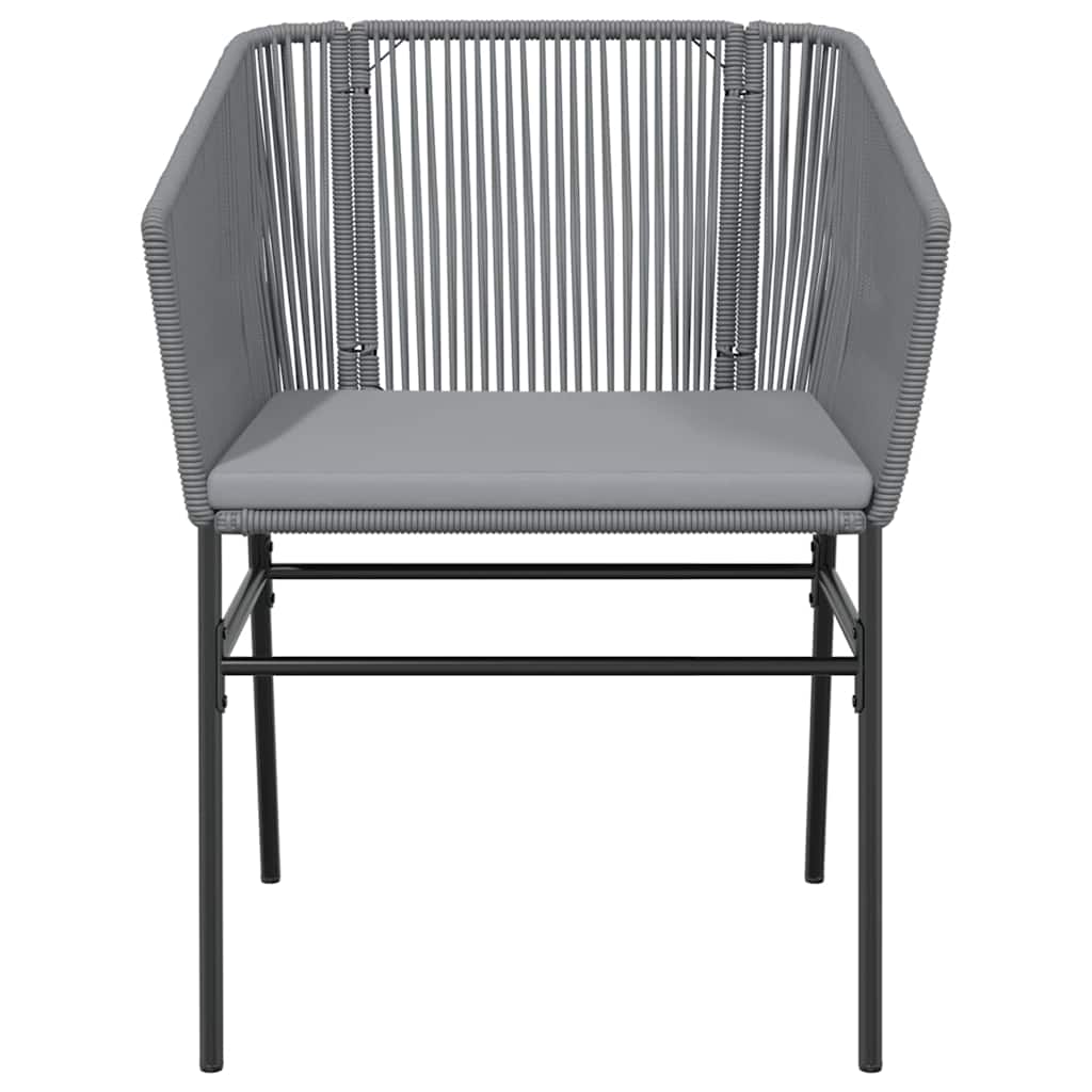 Ensemble à manger jardin coussins 5 pcs gris poly rotin verre