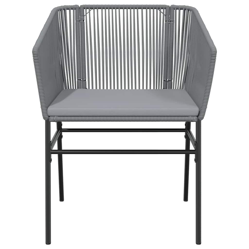 Ensemble à manger jardin coussins 7 pcs gris poly rotin verre