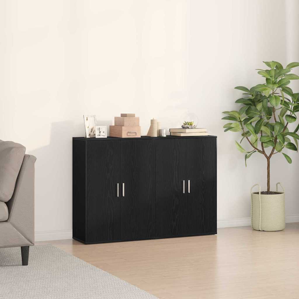 Buffet 2 pc Chêne noir 60 x 31 x 84 cm Bois d'ingénierie
